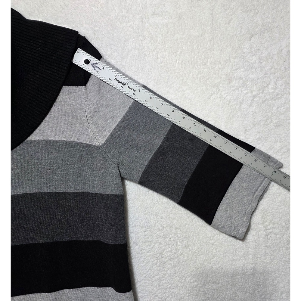 Style & Co Petite Striped Cowl Neck Sweater Knit Top XL 3/4 Sleeve Gray Black - Picture 7 of 8